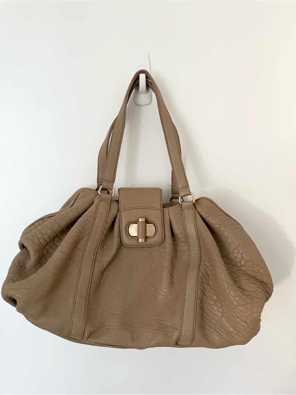 Talbots leather taupe satchel bag